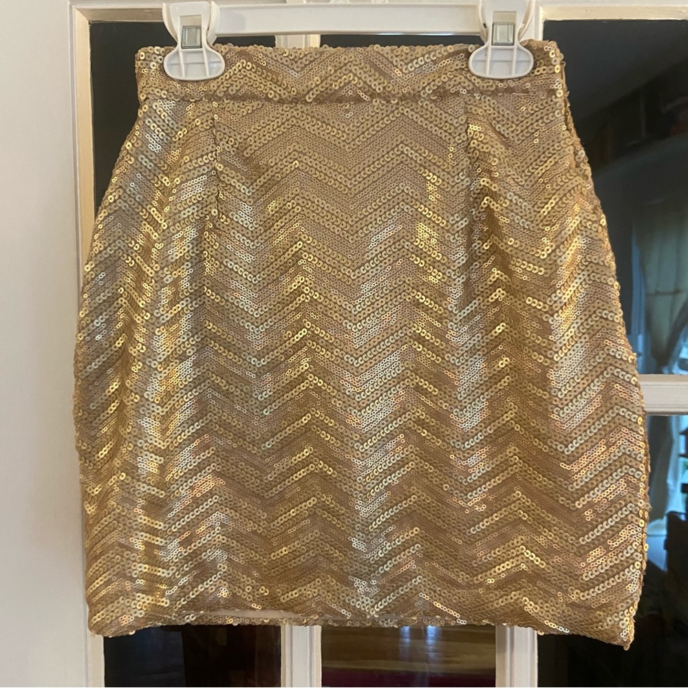 3/$15 TOBI gold sequin party mini skirt